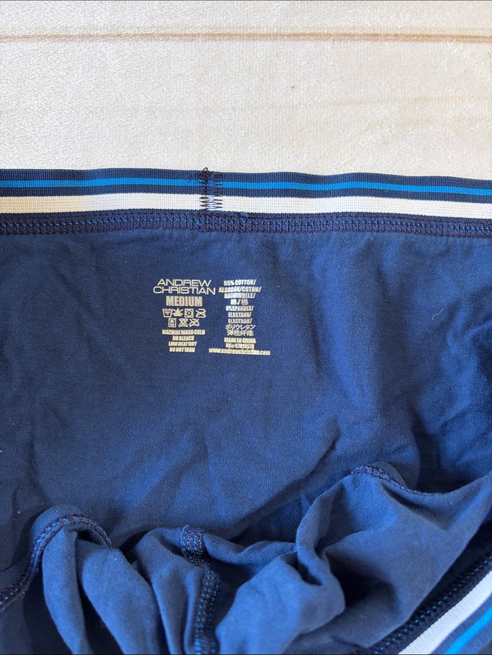 Andrew Christian Striped Waistband Briefs Pack - Blue, Red, Navy - Picture 6 of 10
